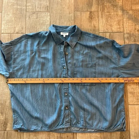 Haven Well Within Women's Oversized Shirt Button Up Denim Blue Tencel‎ XL - Picture 6 of 9